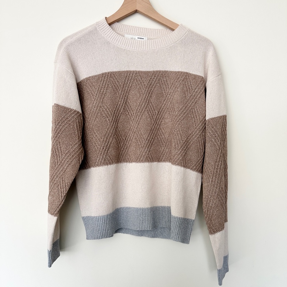 Nordstrom Verve Ami Striped Knit Cable Crew Sweater Pullover